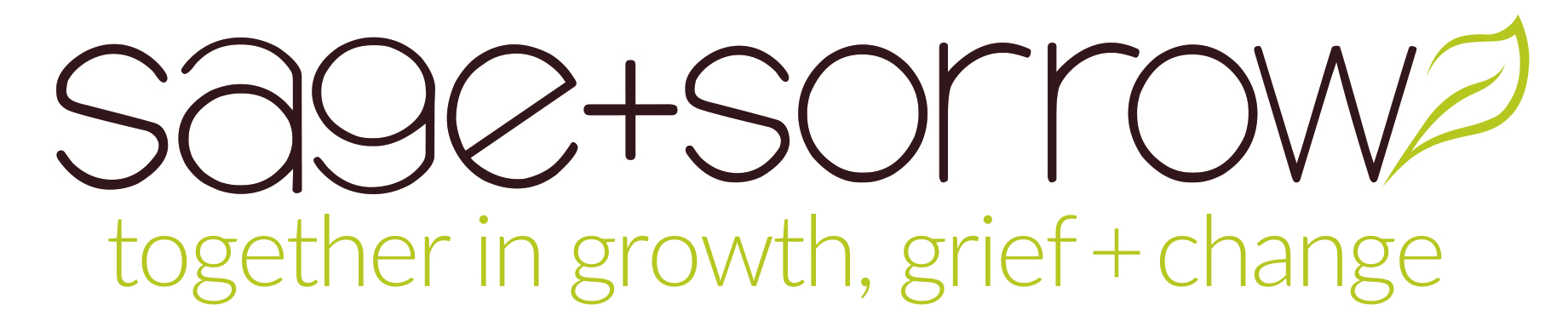 sage and sorrow logo with leaf icon and tag line